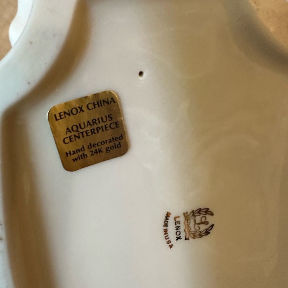 LENOX Aquarius Centerpiece Bowl Tabletop China 24K Gold Trim Vintage Collectible - Picture 7 of 10